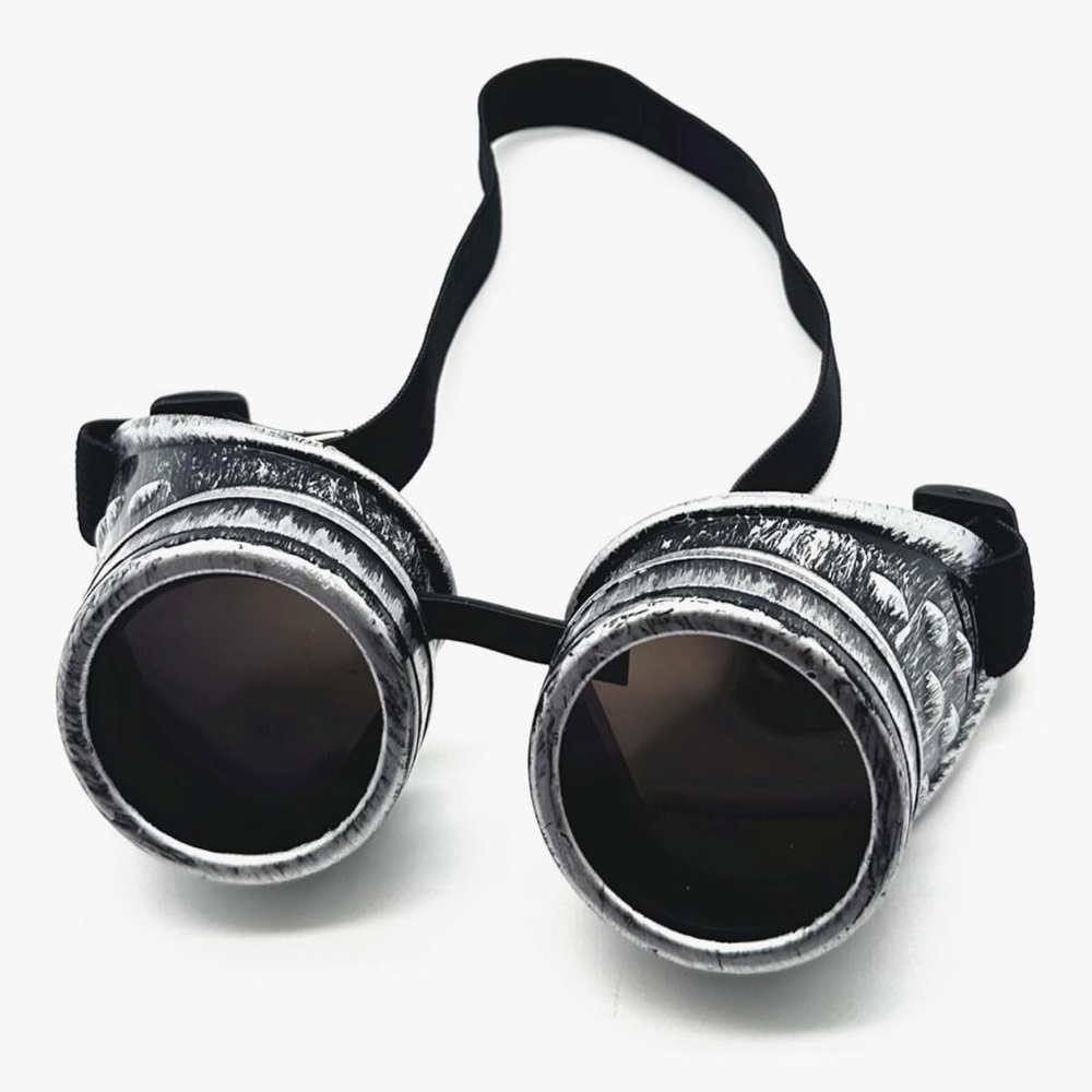 Silver Black steampunk desert sand goggles festival costume pilot sunglasses
